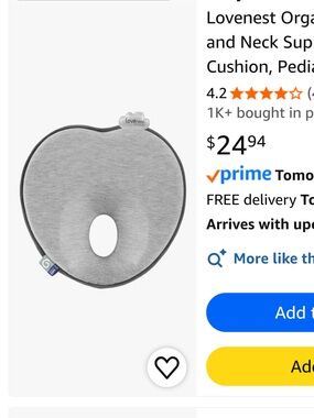 Lovenest Gray Baby Head Support Pillow